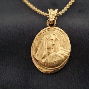 Sterling Silver Blessed Mother Pendant Necklace